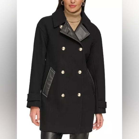 DKNY Double-Breasted Wool Blend Coat Size XXS - Picture 1 of 14